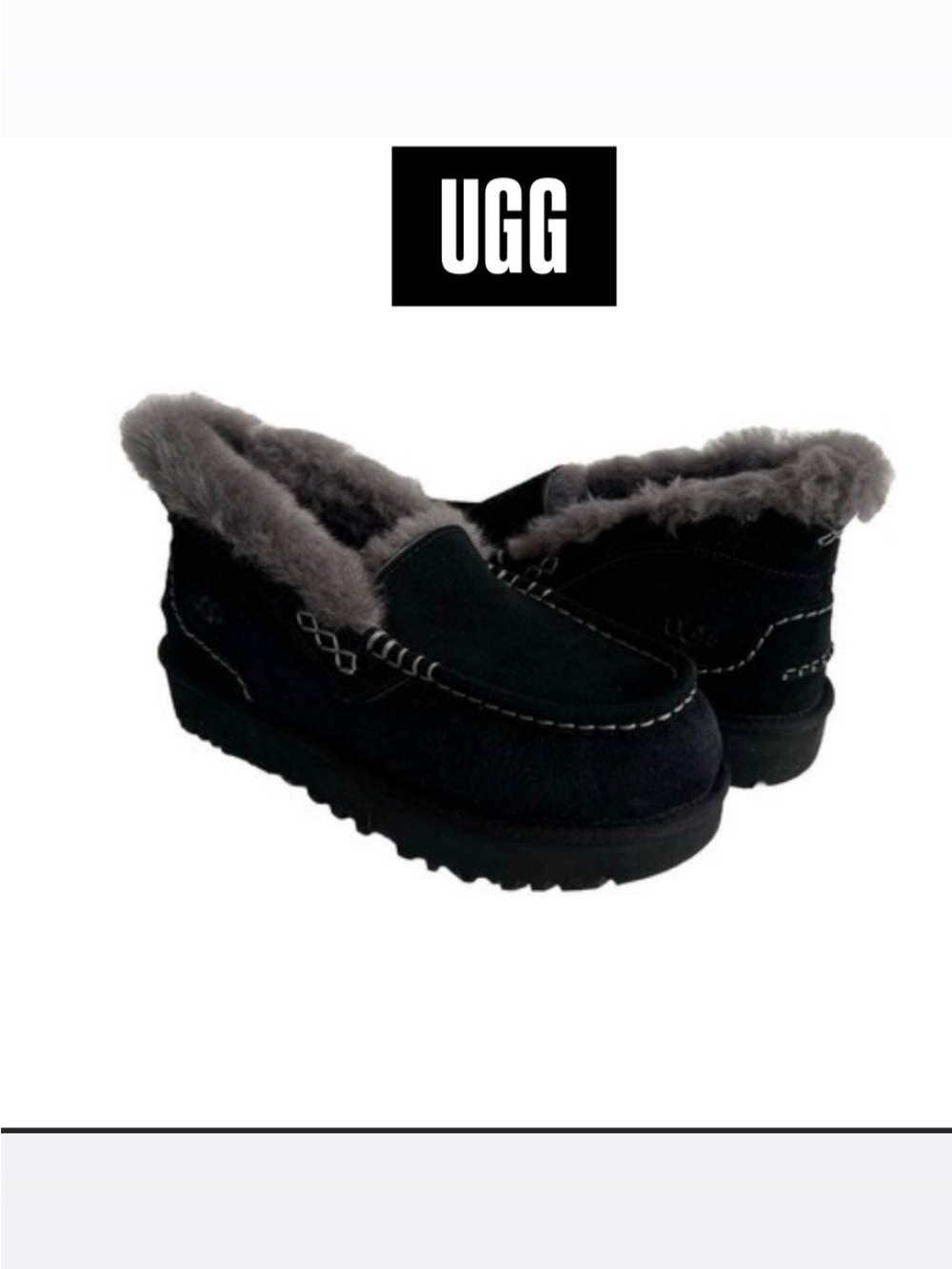 UGG Ansley Parc Black Suede Fur Slippers
Womens Size 9 *NIB*
